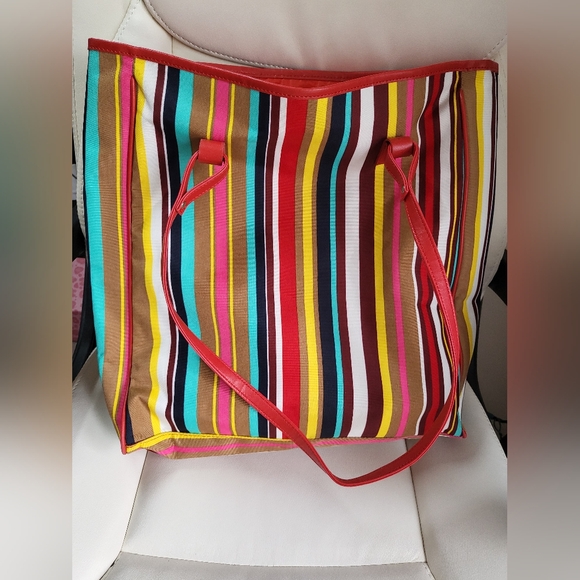 Lancôme Canvas Colorful Striped Tote Bag - Picture 4 of 6